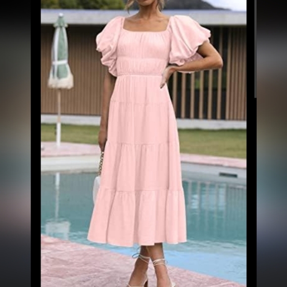 Lillusory Coquette Girl Off The Shoulder Balloon Sleeve Flowy Dress Cottagecore - Picture 1 of 6